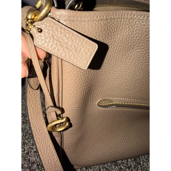 Coach Cary Shoulder Bag Dark Stone Pebble Leather Crossbody Hobo - Picture 9 of 15